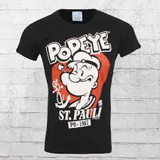 Also as a gift or outfit for the stadium! Order Now Logoshirt Men T Shirt Popeye St Pauli Black