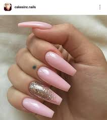 Here we have coffin shaped clear acrylic nails that are decorated with pretty pink flowers. Pink And Gold Coffin Acrylic Nails New Expression Nails