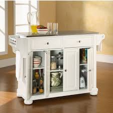 Raised panel doors with brushed nickel hardware. Crosley Furniture Alexandria Stainless Steel Top Kitchen Cart Or Island In Black Classic Cherry Or White Finish Kitchensource Com