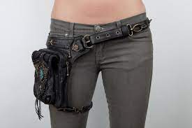 Vintage Vibes Black Leather Holster And Hip Bag With Turquoise Hip Bag Holster Bag Fashion