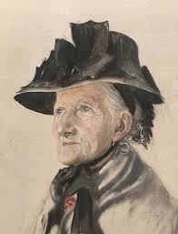 Swedish watercolor portrait of artist's mother