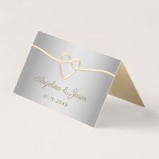 Luxury Elegant Silver Gold Heart Wedding Table Place Card Zazzle Com Wedding Table Places Wedding Place Cards Heart Wedding
