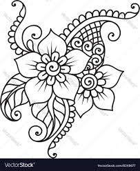 Hand Drawn Abstract Henna Mehndi Flower Ornament Vector Image On Vectorstock Mehndi Flower Henna Drawings Flower Ornaments