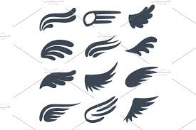 Black And White Angels Logo Wing Icons Different Shapes Of In 2020 Wings Icon Angel Feathers Feather Sketch