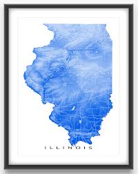 State of illinois logo.ai official state seal of the state of illinois, usa. Illinois Map Art Usa Beautiful State Landscape And Main Roads Are The Features Of This Map Print Illinois Map State Map Art Print Map Print Map Art