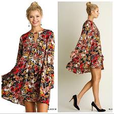 Umgee Floral Print Long Sleeve Bohemian Dress Boutique