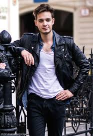Men S Black Leather Biker Jacket Blue Denim Shirt White Crew Neck T Shirt Charcoal Jeans Jackets Men Fashion Leather Jacket Men Black Leather Biker Jacket