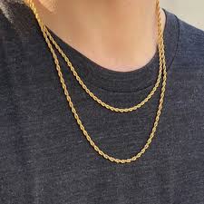 3mm 18k Gold Finish 2 Rope Chain Set Helloice Jewelry