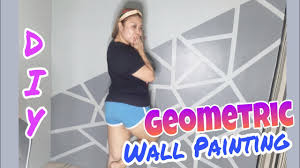 This geometric wall stencil can be used as fragments on a wall, on the floor, or on accessories such as curtains and upholstery. Diy Geometric Wall Paint Bedroom Design Ideas Vlog 40 Youtube