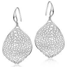 Ohrstecker aus sterling silber mit zirkonia. Materia Damen Ohrhanger 925 Silber Netzoptik Hangend Breit Materia Schmuck