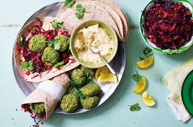 falafel wraps with beetroot and apple