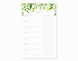 Weekly Meal Planner Notepad Simple Green Leaves Menu Planner Etsy Meal Planning Notepad Meal Planner Printable Weekly Meal Planner