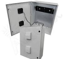 Altelix 32x24x12 19" Wide 2U Vertical Rack Vented Fiberglass Weatherproof  NEMA Enclosure with Dual Cooling Fans, 120 VAC Outlets & Power Cord