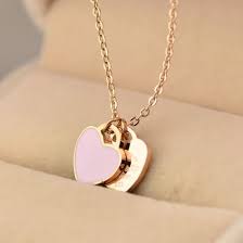18k Rose Gold Split Heart Necklace For Girlfriend And Couples Egifts2u Com Necklace For Girlfriend Diamond Moon Necklace Dainty Diamond Necklace