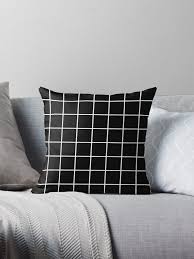Black And White Grid Throw Blanket Black Grid White Lines Black Aesthetic Throw Pillow By Trajeado14 In 2020 Black Throw Pillows Black Aesthetic Designer Throw Pillows