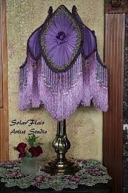 Purple Victorian Style Tulip Lamp Shade Two Shades Of Purple With Fringe And Beads Handmade Tassels French Purple Lamp Victorian Lampshades Purple Lighting
