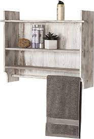 Maybe you would like to learn more about one of these? Amazon Com Mygift Wall Mounted Whitewashed Wood 3 Tier Bathroom Organizer Display Shelf Rack With Hand Towel Bar Home Kitchen