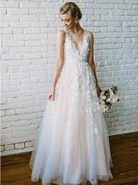Beautiful Wedding Dresses With Straps A Line Beading Lace Romantic Bridal Gown Jkw293 Online Wedding Dress Bridal Dresses Uk V Neck Wedding Dress