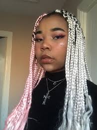 Get your hair colored in gradients for a look that goes from dark to red, to back to dark again. Split Color Box Braids Box Braids Hairstyles For Black Women Braided Hairstyles Colour Box Braids