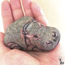 Hippo Painted Rock Animals Stone Painting Rock Painting Art
