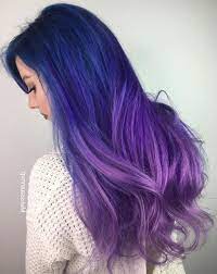 Dark Blue To Purple Long Wavy Hair Ombre Hairstyles White Sweater White Background Ombre Hair Color Brown Ombre Hair Ombre Hair Blonde