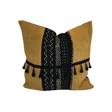 Black And White Throw Pillow With Tassels Gold Fringe Pillow Fall Boho Pillow Tassel Throw Pillow Authentic Mud Cloth Black And White Mud Cloth Gold Fringe Pillows Boho Pillows Boho Style Pillows