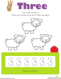 Tracing Numbers 3 Worksheet Education Com Numbers Preschool Preschool Worksheets Free Printables Learning Numbers