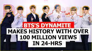 Bts is also set to perform the number for the first time on tv at the 2020 mtv video music awards, scheduled to. Bts S Dynamite Makes History With Over 100 Million Views In 24 Hours English Video Songs Times Of India