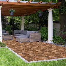 Outdoor interlocking slat polypropylene patio and deck tile flooring in dark gray (set of 6) with 20 reviews. Home Improvement 12 X 12 Patio Pavers Floor Interlocking Wood Patio Tiles 11 Pack Garden Deck Home Garden