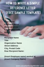 Best photos of recommendation letter to 36 free immigration letters character reference letters for. How To Write A Simple Reference Letter Sample Template Canadian Budget Binder