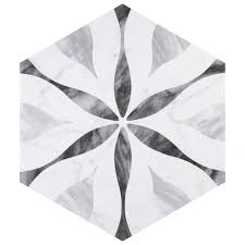 Black And White Hexagon Floor Tile Flower Pin On Tile