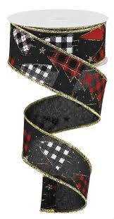 Black And White Plaid Ribbon Wired Ribbon Wired Ribbon Black White Red Plaid Ribbon Etsy In 2020 Ribbon On Christmas Tree Christmas Ribbon Plaid Ribbon