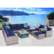 Outdoor Sunhaven Kensington 12 Piece Olefin Conversation Set Kgtn 1004n Conversation Set Patio Outdoor Living Space Outdoor Furniture Sets