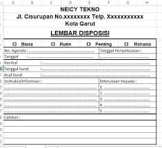 Cara mengisi lembar disposisi : Cara Membuat Lembar Disposisi Di Excel Contoh Format Disposisi Neicy Tekno