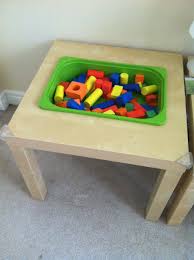 Ikea Hack Lack Side Table Plastic Storage Bin Diy Sensory Table Fill With Blocks Sand Rice Pasta Etc Kids Room Sensory Table Ikea Classroom