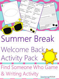Welcome Back From Summer Break Game Comparison Contrast Writing Activity Writing Activities Teaching Activities Welcome Students