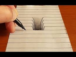 Trick Art On Line Paper Drawing 3d Hole Youtube Drawings On Lined Paper Paper Drawing Art Drawings Beautiful