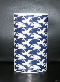 M C Escher Vase Fish Birds Blue Mint Ltd Ed 371 450 Ceramic Wall Art Escher Art Mc Escher Art