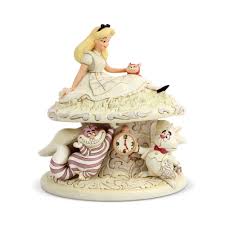 To garden gnomes, one waving and one holding a lamp. White Woodland Alice Wonderlnd Jim Shore