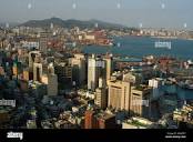 Panoramic view of downtown and harbour Busan South Korea Stock ...