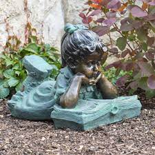 Alpine Girl Laying Down Reading Book Garden Statue Garden Statues Outdoor Statues Statue