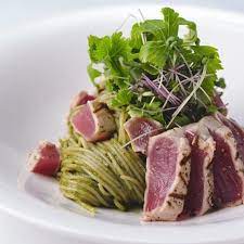 グリルマグロと大葉のジェノベーゼ 冷製 pasta パスタ cafe la boheme カフェ ラ ボエム italian イタリアン tokyo 東京 restaurant レストラン global dining グローバルダイニング 冷製パスタ ディナー ジェノベーゼ