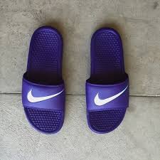 Black And White Nike Slip Ons Nike Swoosh Sandals Like New Purple And Powder Blue Nike Swoosh Slip Ons Nike Shoes Sandals In 2020 Nike Sandals Nike Shoes New Nike Shoes