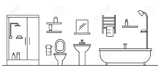 Find and save ideas about black white bathrooms on pinterest. Bathroom Concept Background Outline Illustration Of Bathroom Royalty Free Cliparts Vectors And Stock Illustration Image 110091176