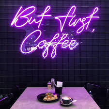 Choose from one of our room neon signs below or create your own custom room neon sign. But First Coffee Neon Sign Neon Signs Led Word Coffee Shop Design