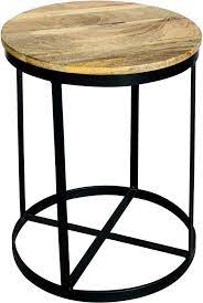This iron side table is a wonderful way tothis iron side table is a wonderful way to add some extra table space to your patio without dominating your space or style. Industrial Style Light Mango Wood Round Side Table With A Metal Frame