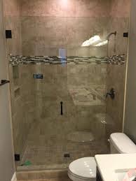 Frameless Shower With Door And Fixed Panel Bm Style Handle And Oil Rubbed Bronze Hardware Finis Frameless Shower Frameless Shower Enclosures Shower Enclosure