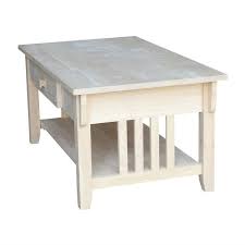 The pieces include tables, table pedestals, table tops, chairs, dining tables, coffee tables, kitchen furniture, beds, headboards, entertainment centers, desks, bookcases, bookshelves, and even chairs and tables for children. Unfinished Solid Wood Coffee Table Drawer And Shelf Fastfurnishings Com