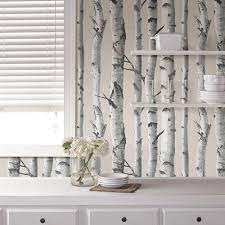 Nuwallpaper Birch Tree Vinyl Peel Stick Wallpaper Roll Covers 30 75 Sq Ft Nu1650 The Home Depot Birch Tree Wallpaper Tree Wallpaper Nuwallpaper
