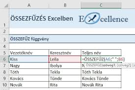 Excel Osszefuzes Cellak Osszefuzese Tobb Lehetoseggel Excellence Hu